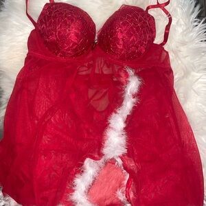 Christmas lingerie dress with fur